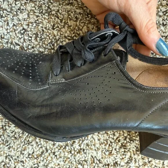 Vintage 1940s Lace-Up Heeled Oxfords Air Step – Size 4.5/5 – Black Leather - Picture 3 of 8